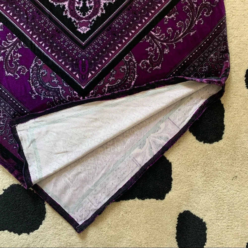 🚫SOLD•E✝️SY🚫 Vintage Velour Asymmetrical Paisley Purple Skirt - Picture 4 of 9